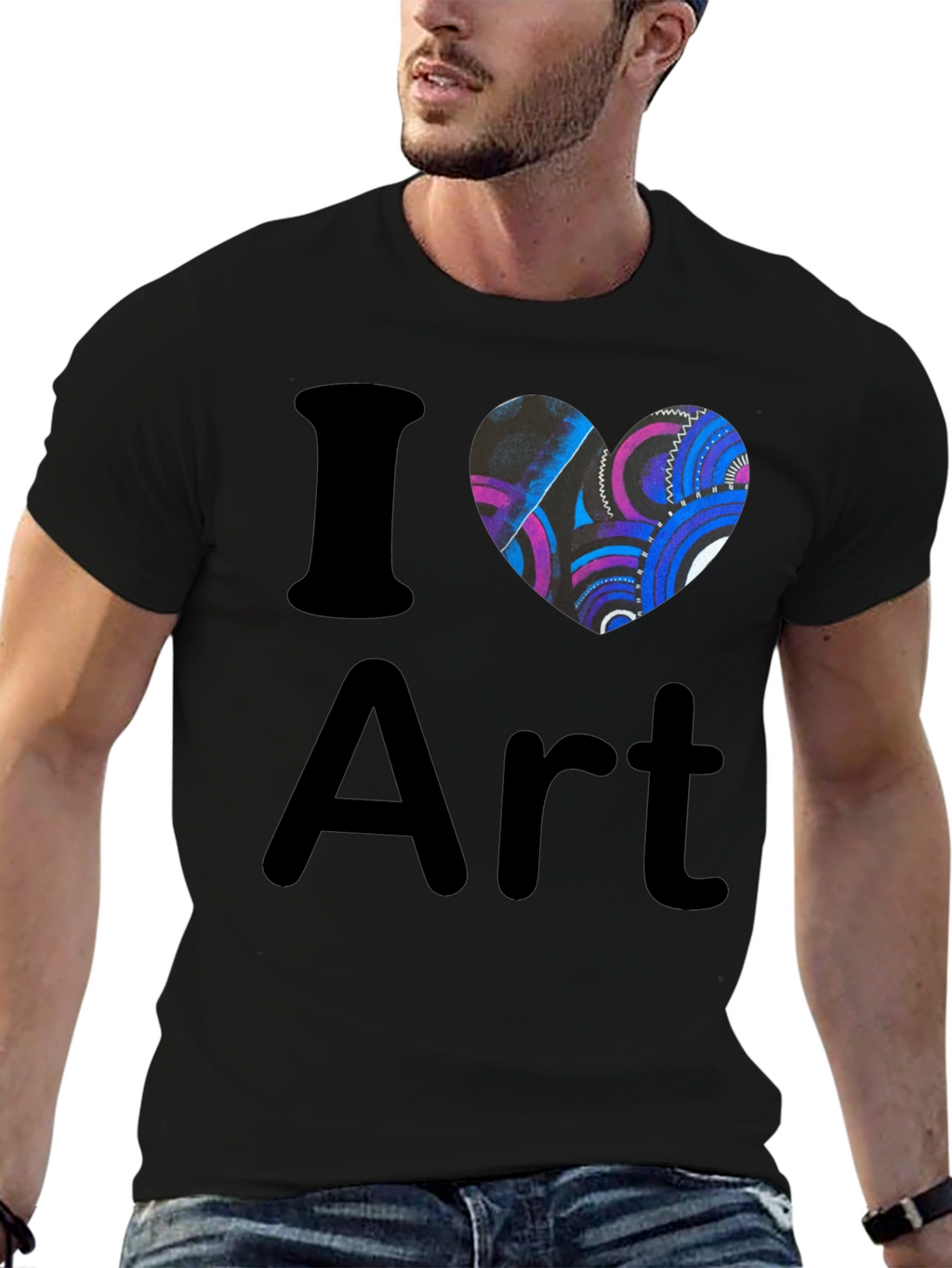 I Heart Art Black T-Shirt Artistic Graphic Tee