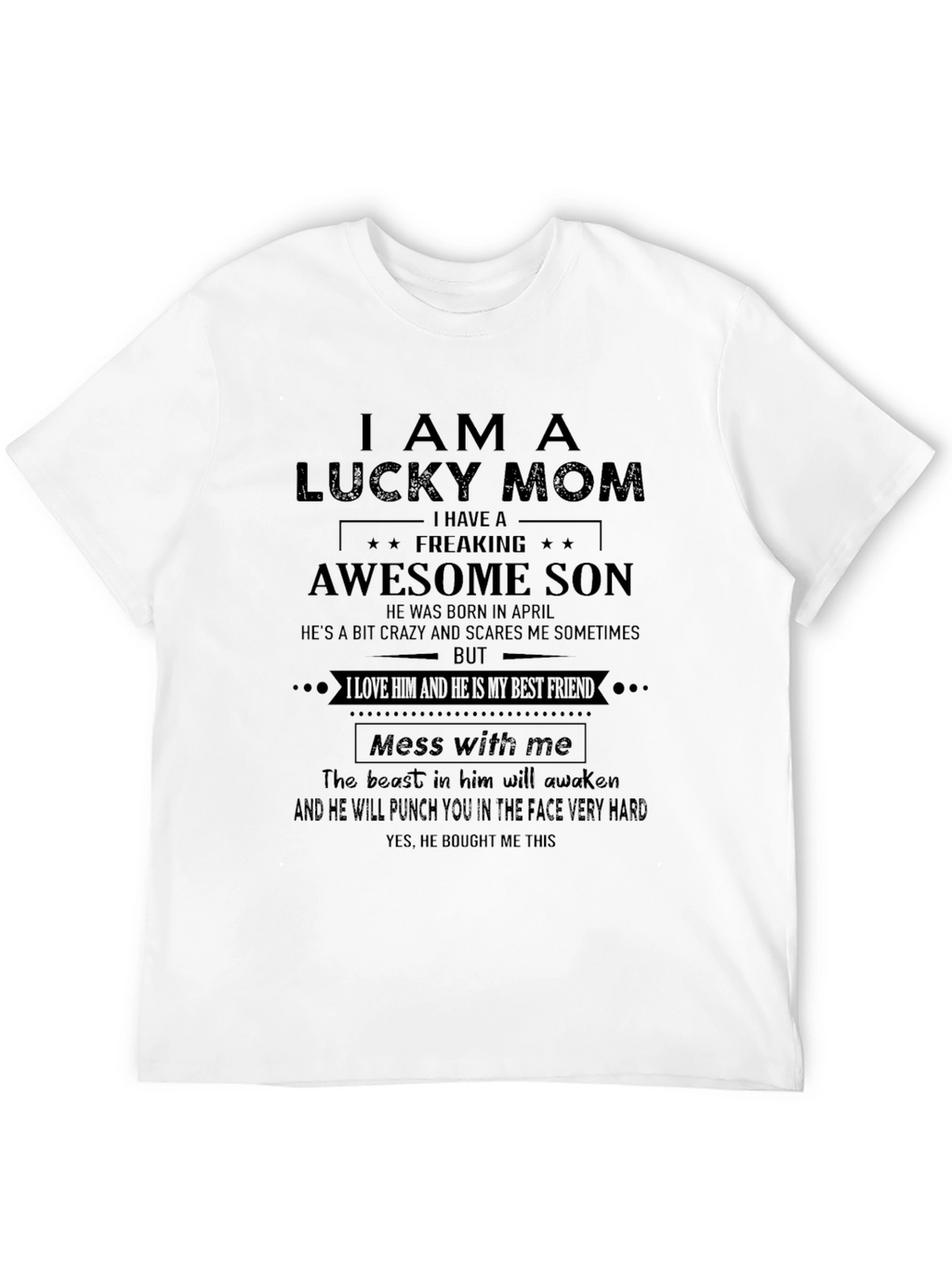Lucky Mom Awesome Son Graphic T-Shirt