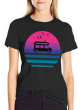 Retro Van Sunset T-Shirt - Black Graphic Tee