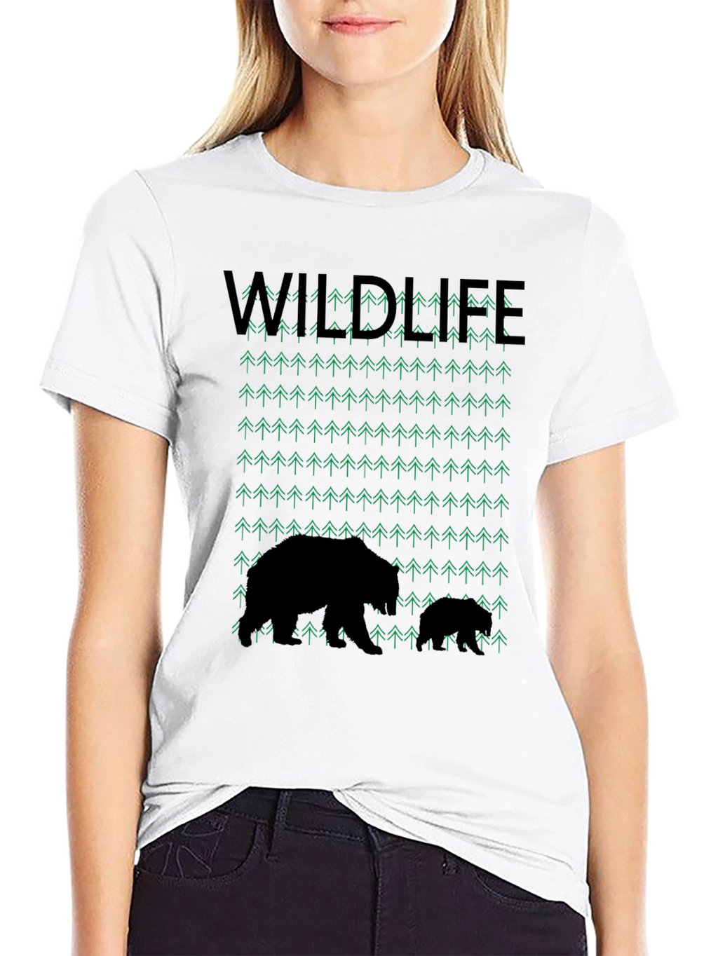 Wildlife Bear & Trees Graphic T-Shirt