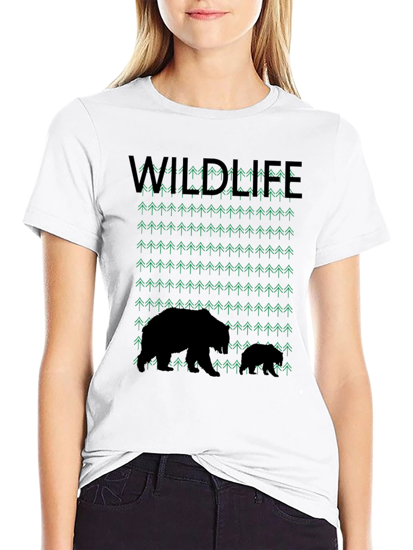 Wildlife Bear & Trees Graphic T-Shirt
