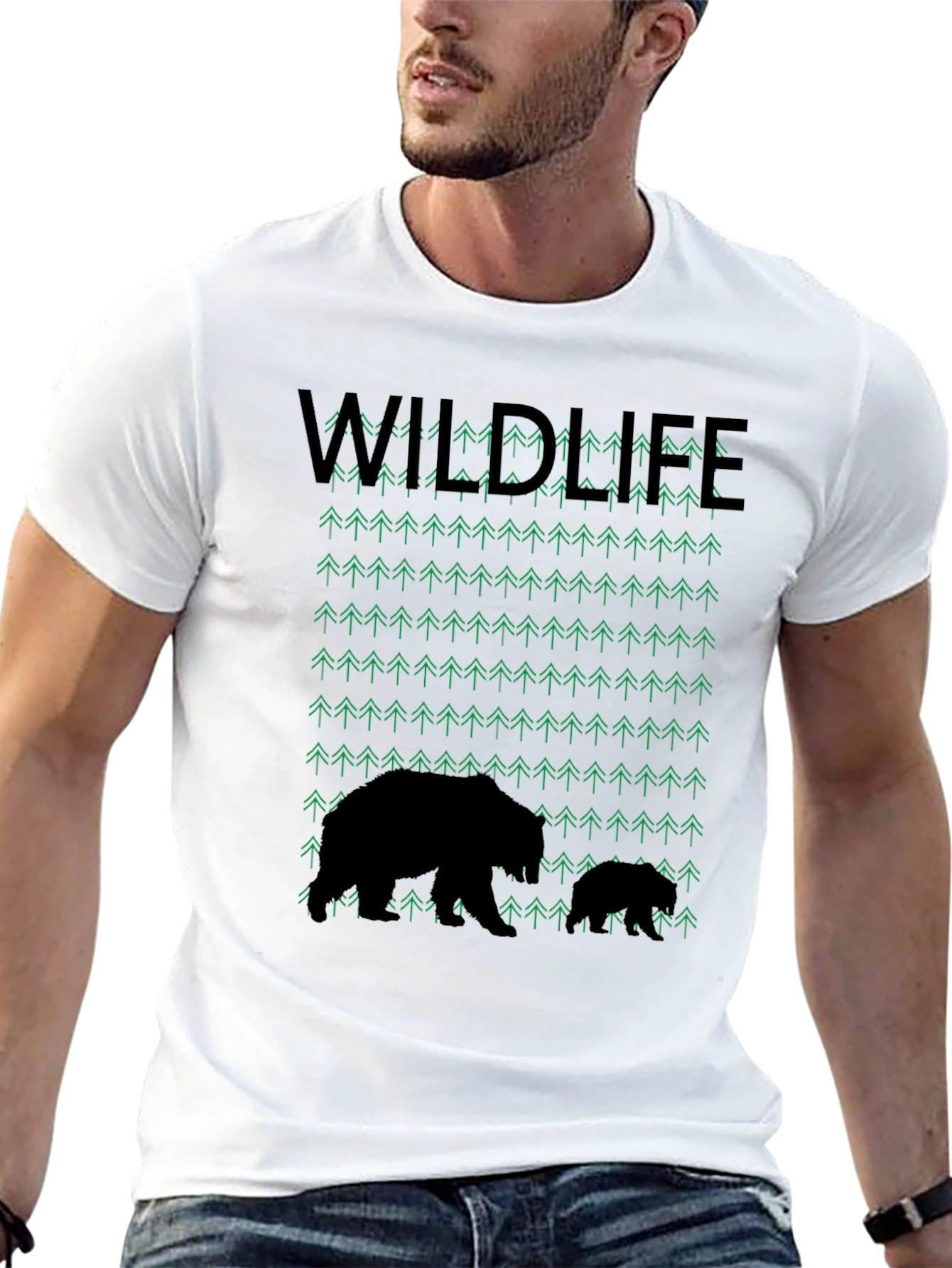 Wildlife Bear & Trees Graphic T-Shirt