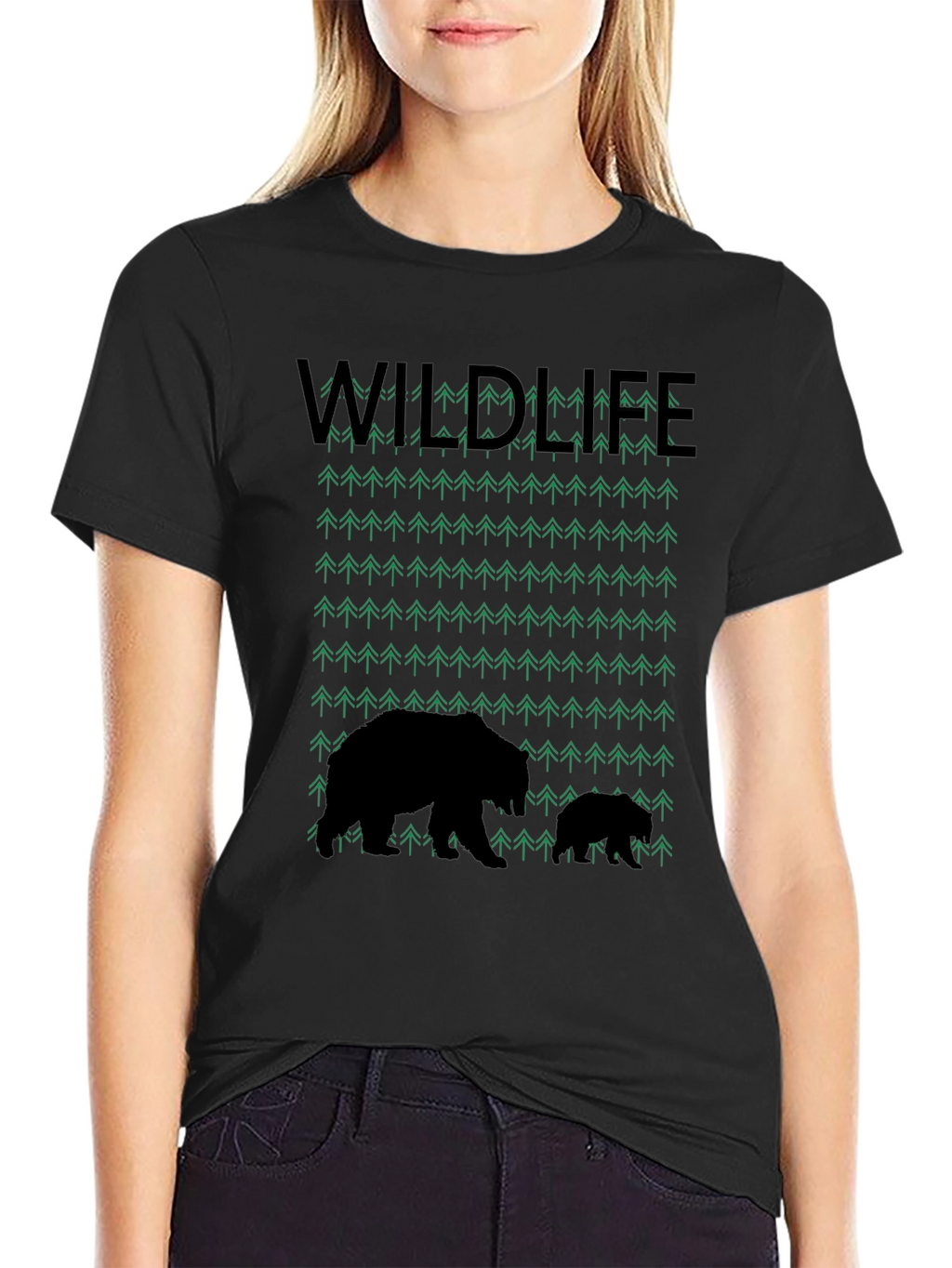 Wildlife Bear & Trees Graphic T-Shirt