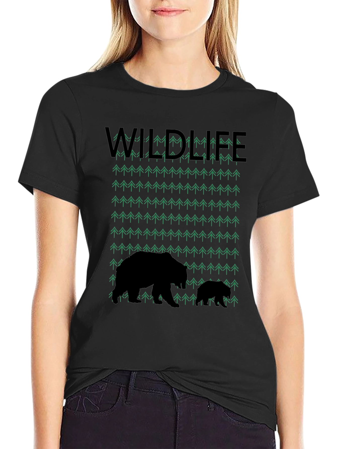 Wildlife Bear & Trees Graphic T-Shirt