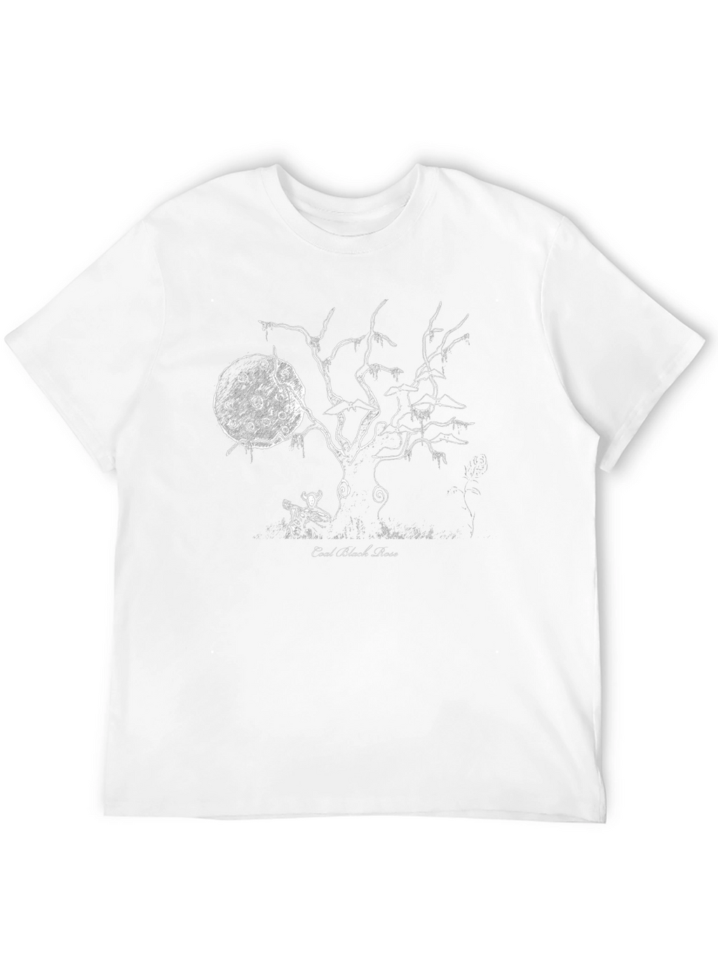 Coal Black Rose Graphic Tee - Ethereal Tree Design