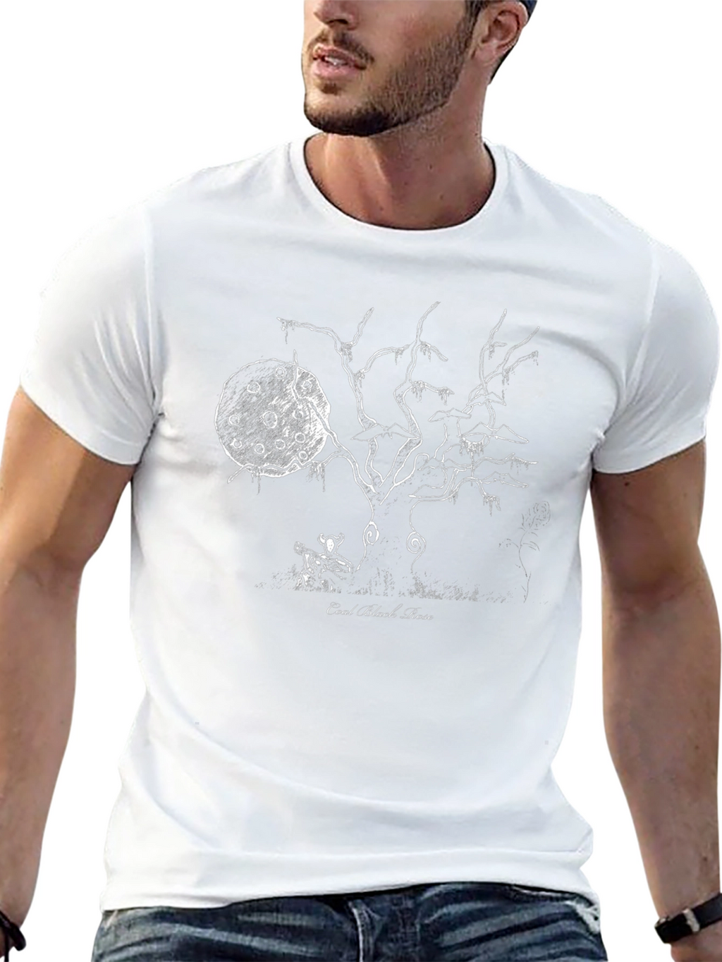 Coal Black Rose Graphic Tee - Ethereal Tree Design