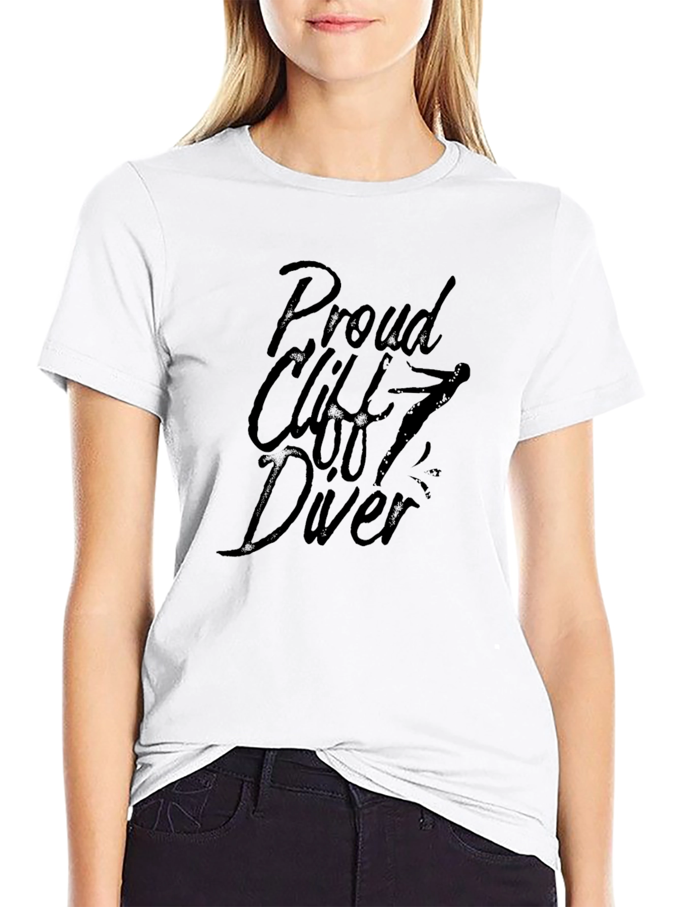 Proud Cliff Diver Graphic T-Shirt - Black