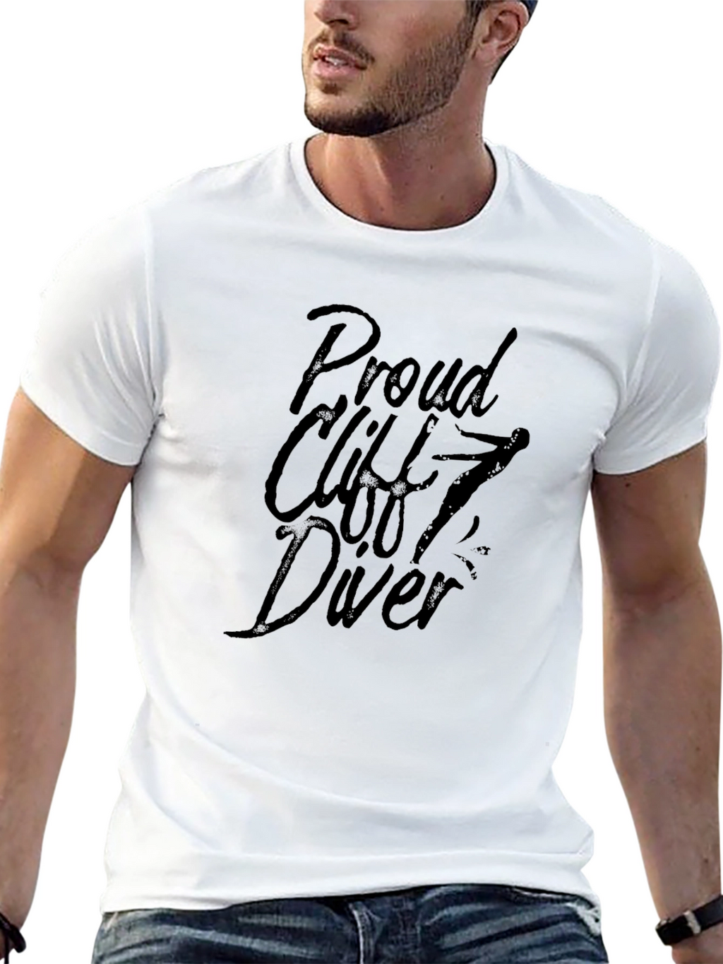 Proud Cliff Diver Graphic T-Shirt - Black