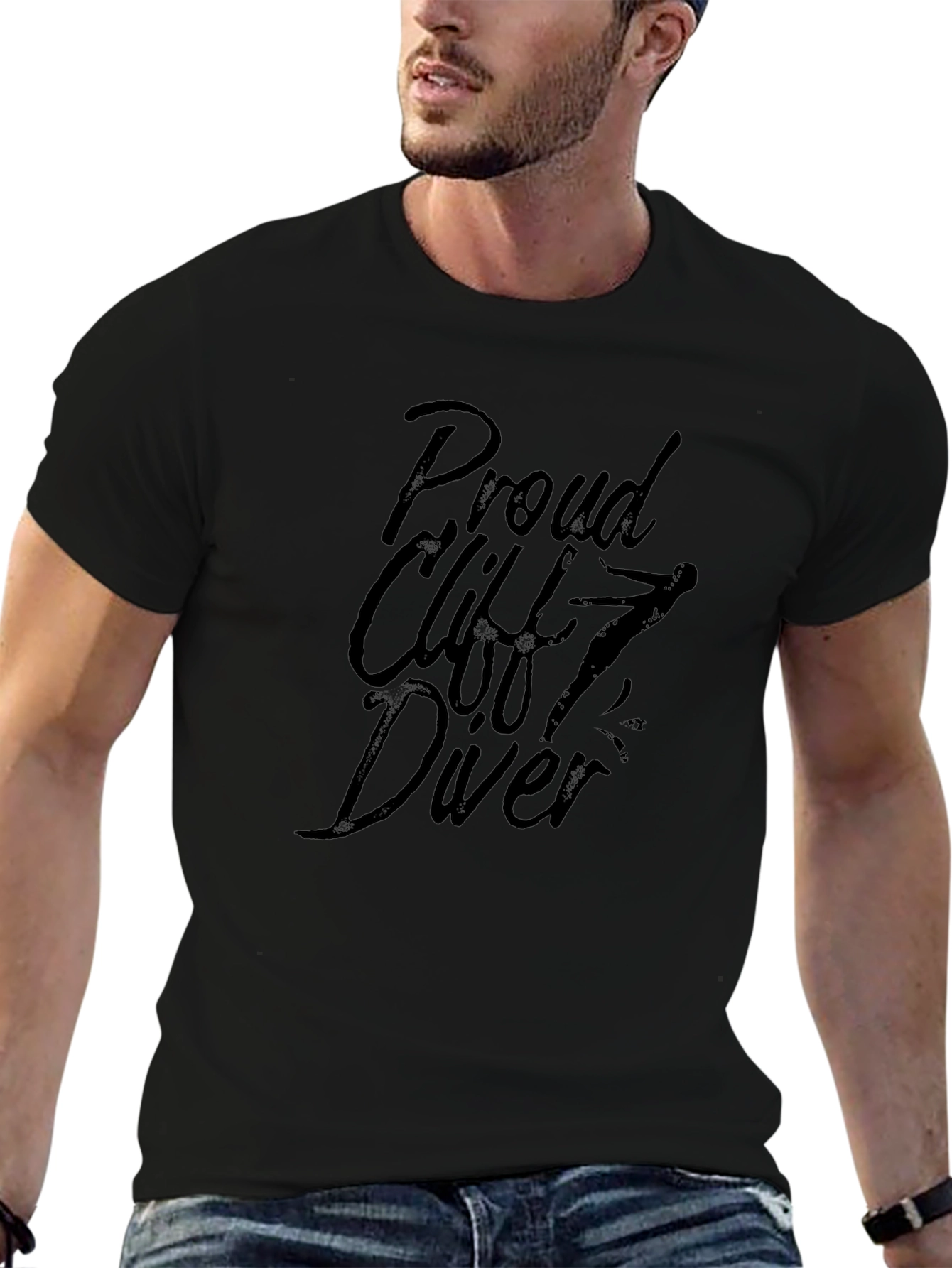 Proud Cliff Diver Graphic T-Shirt - Black