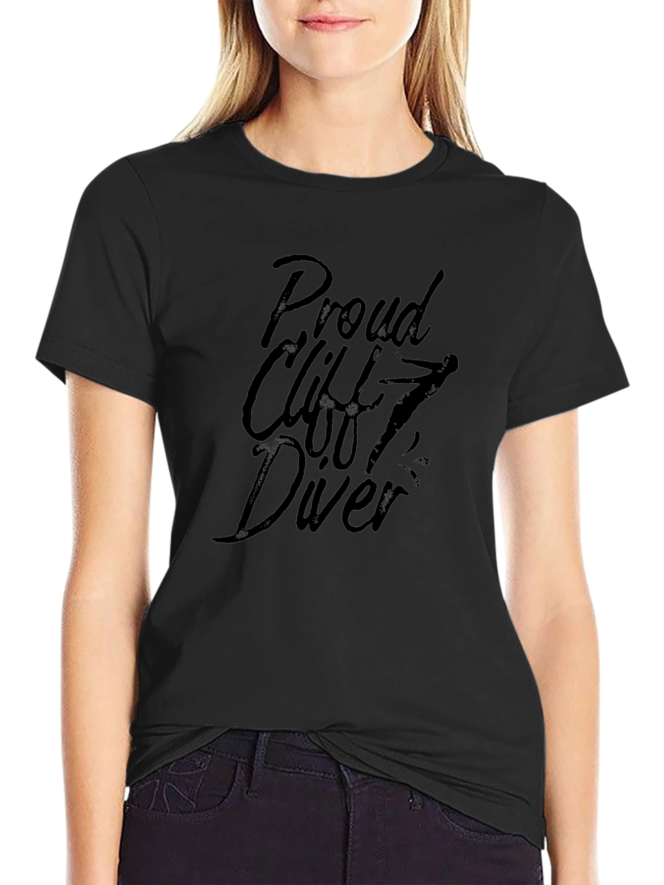 Proud Cliff Diver Graphic T-Shirt - Black