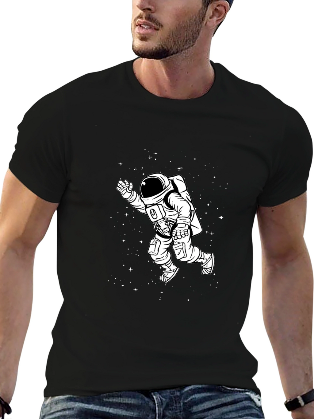 Astronaut Graphic Tee - Black Cotton T-Shirt