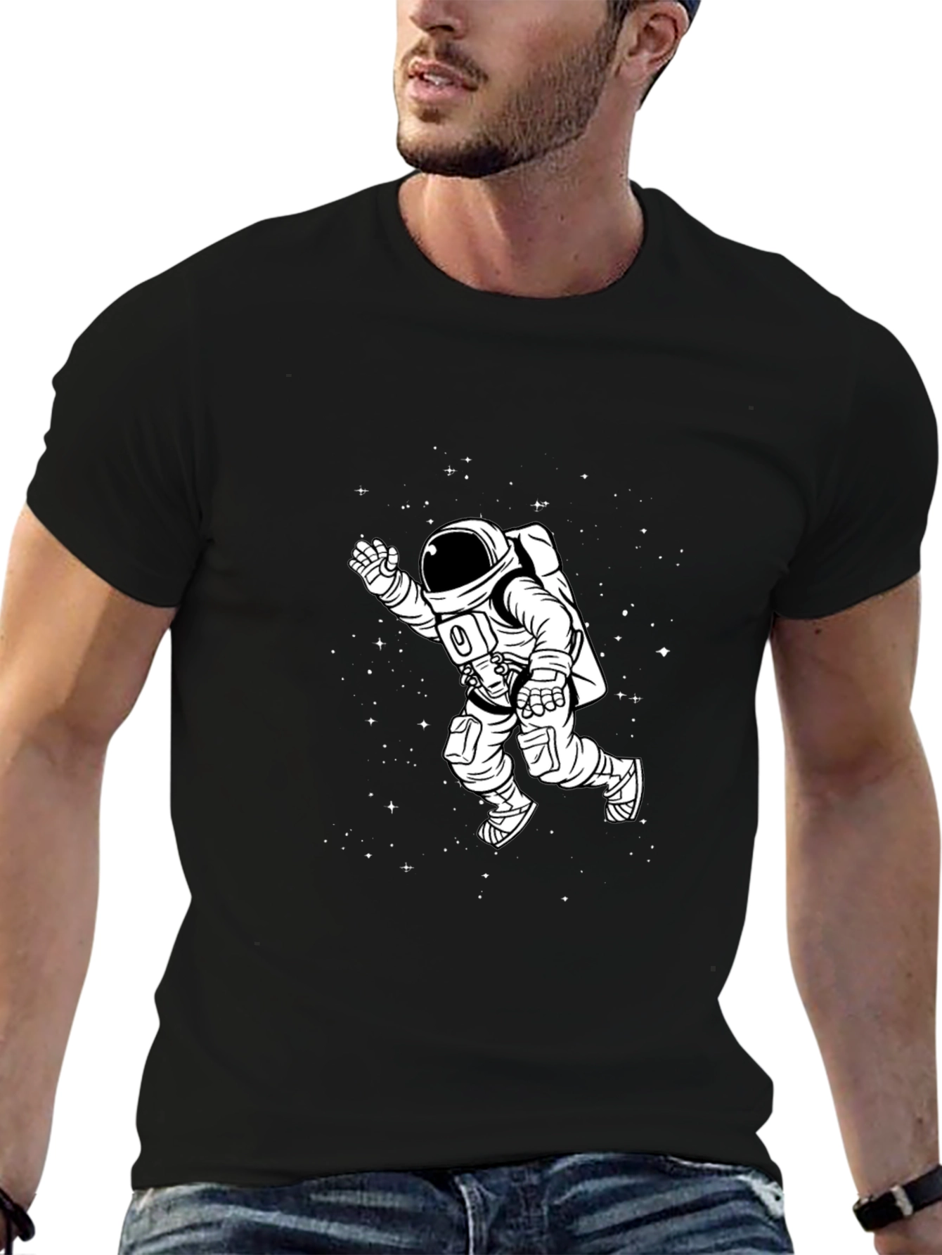Astronaut Graphic Tee - Black Cotton T-Shirt