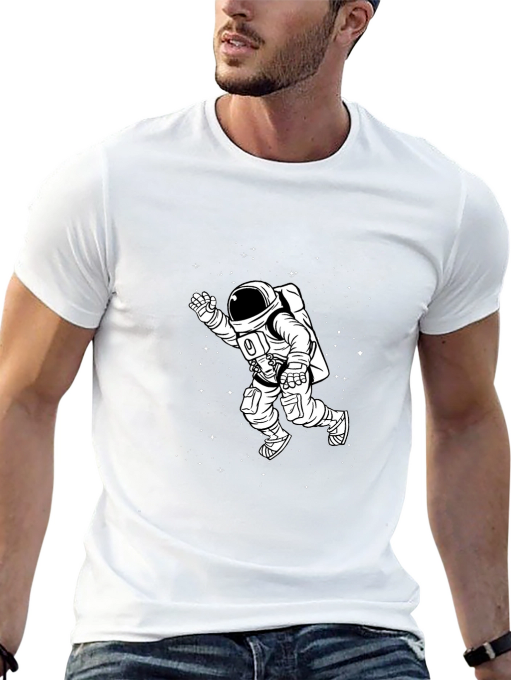 Astronaut Graphic Tee - Black Cotton T-Shirt