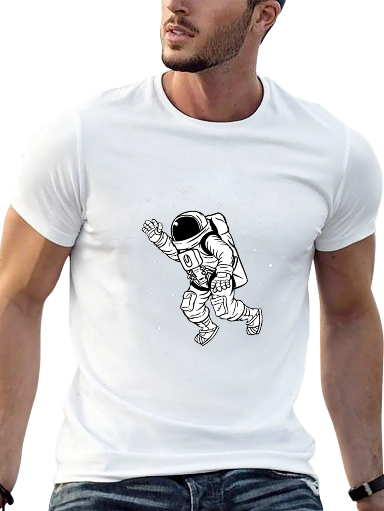 Astronaut Graphic Tee - Black Cotton T-Shirt