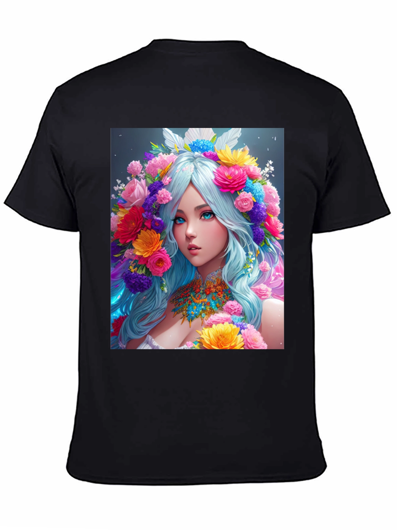 Floral Goddess Graphic Black T-Shirt