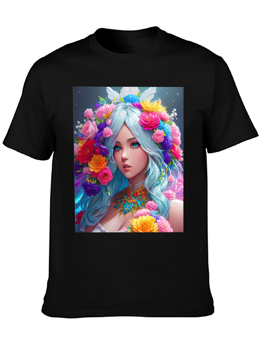 Floral Goddess Graphic Black T-Shirt