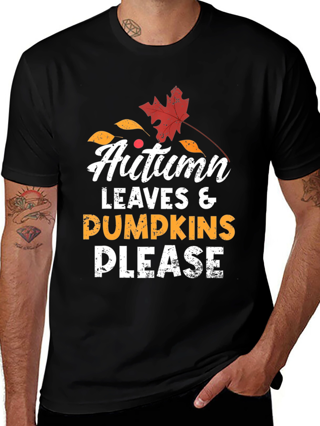 Autumn Leaves & Pumpkins Please T-Shirt