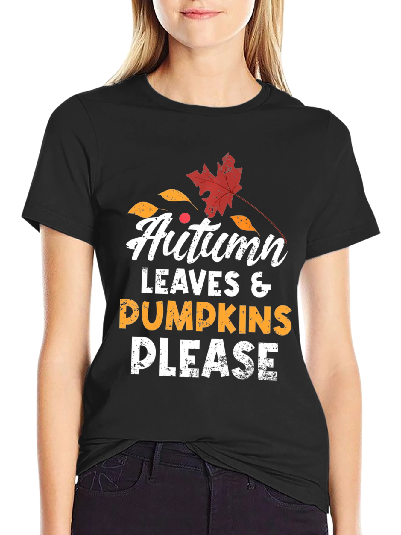 Autumn Leaves & Pumpkins Please T-Shirt