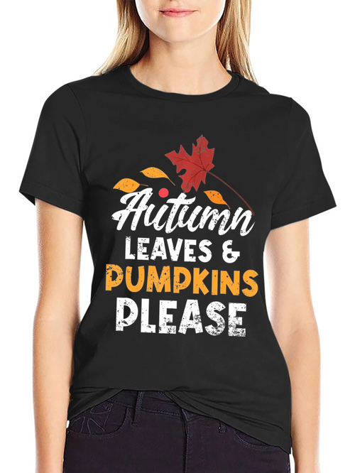 Autumn Leaves & Pumpkins Please T-Shirt