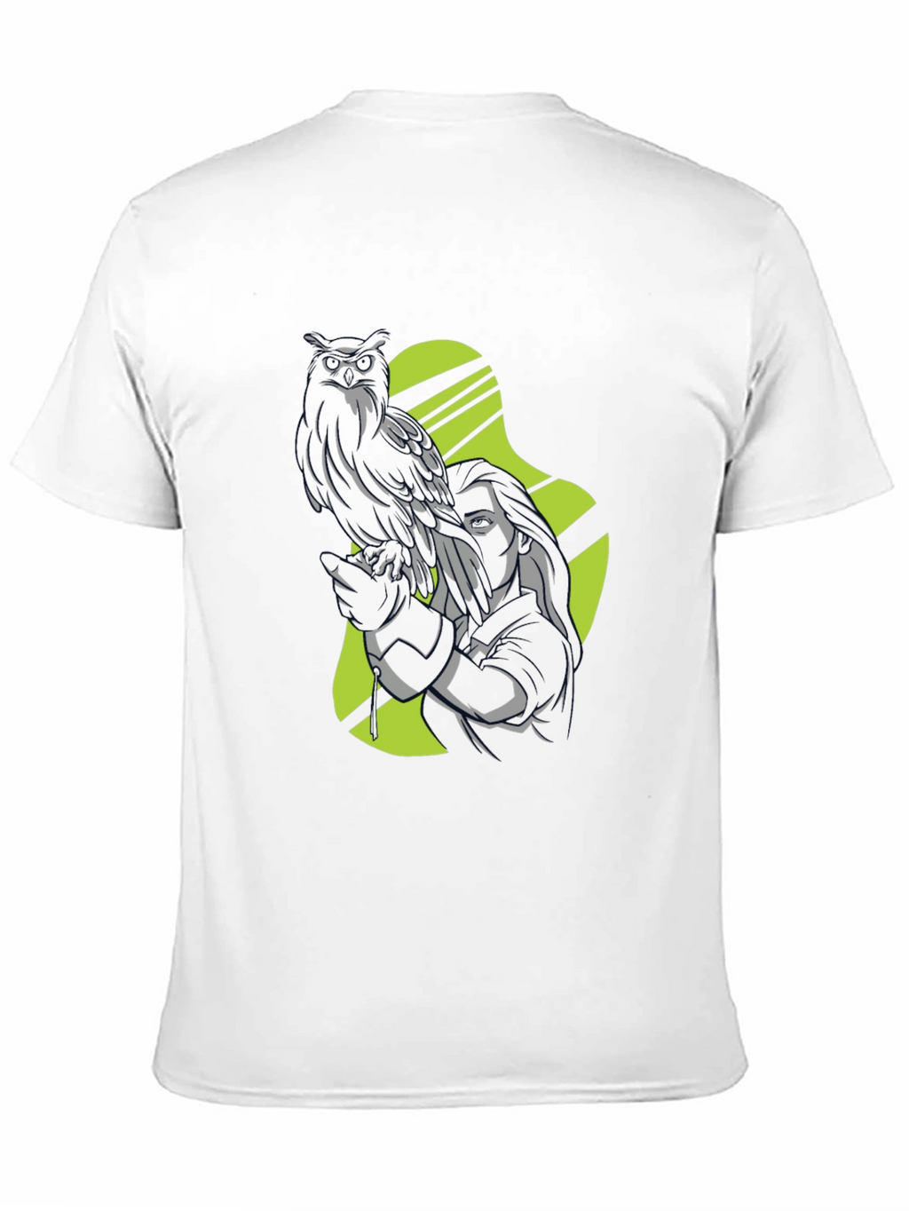 Owl and Woman Graphic Black T-Shirt