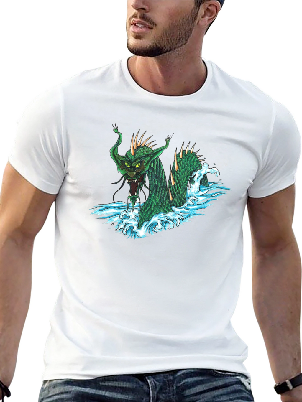 Sea Serpent Graphic Tee - Black Cotton T-Shirt