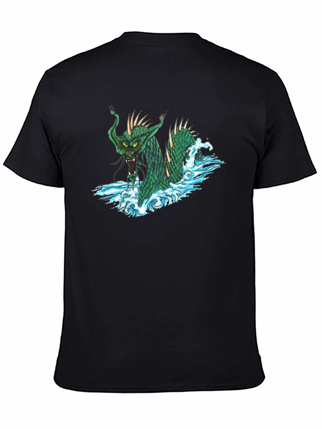 Sea Serpent Graphic Tee - Black Cotton T-Shirt