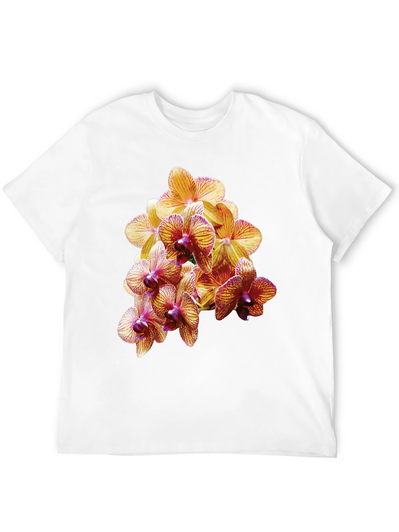 Orchid Flower Print Black T-Shirt