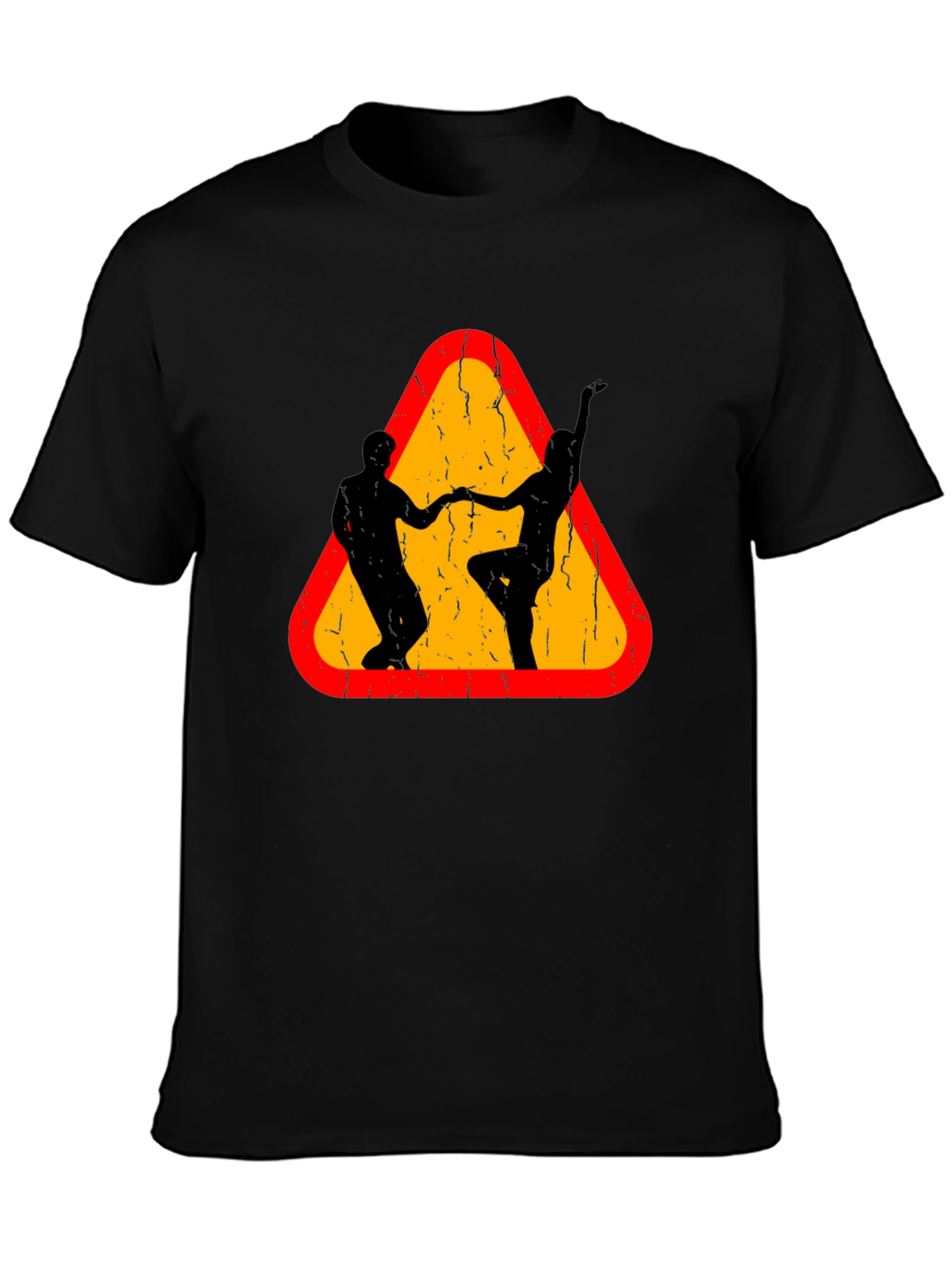 Dancing Duo T-Shirt - Caution Sign Style