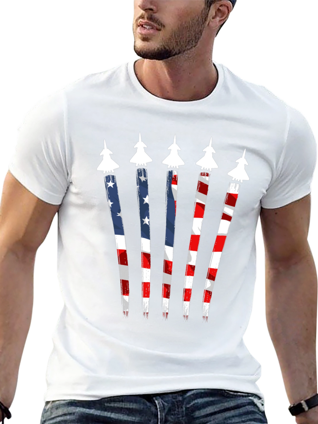 American Flag Fighter Jet Graphic Tee