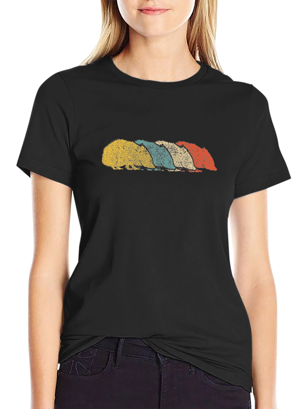 Retro Hedgehog T-Shirt - Black Cotton Tee