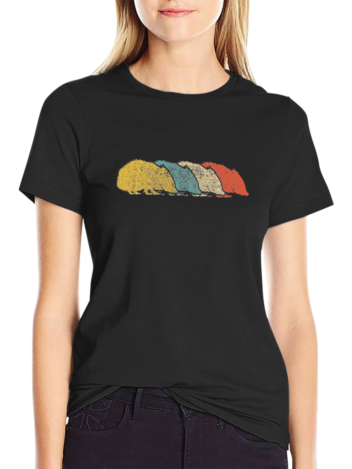 Retro Hedgehog T-Shirt - Black Cotton Tee