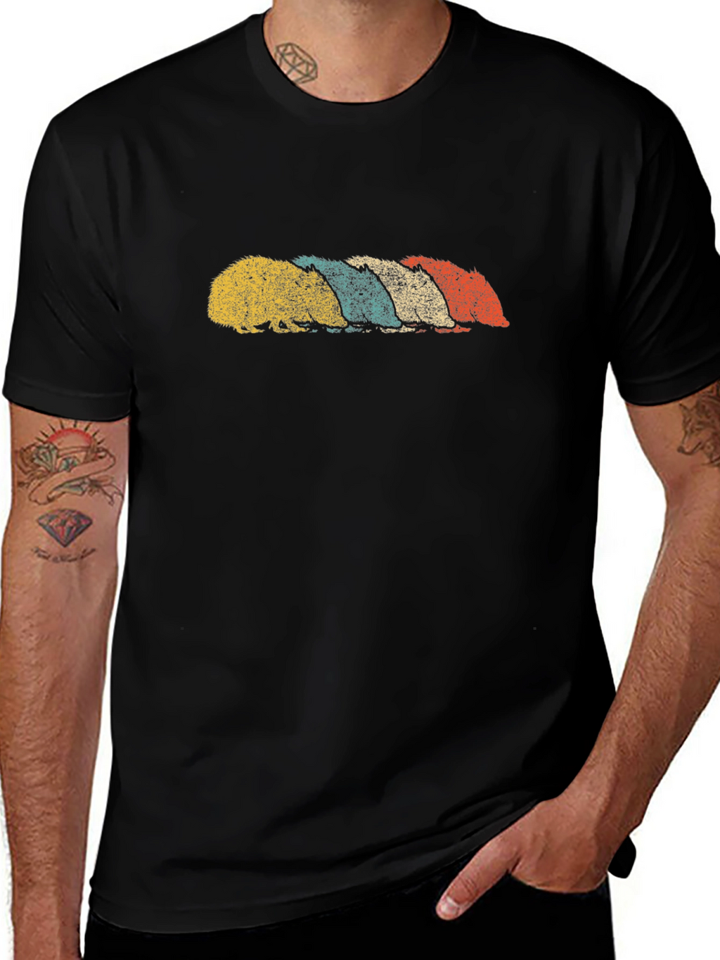 Retro Hedgehog T-Shirt - Black Cotton Tee