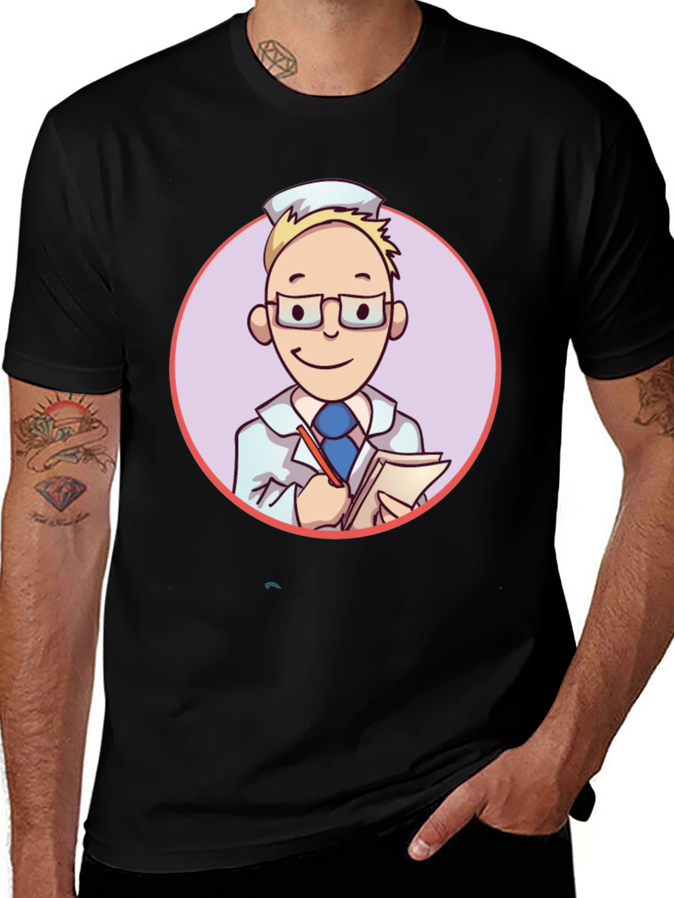 Cartoon Doctor Graphic Tee - Quirky Style