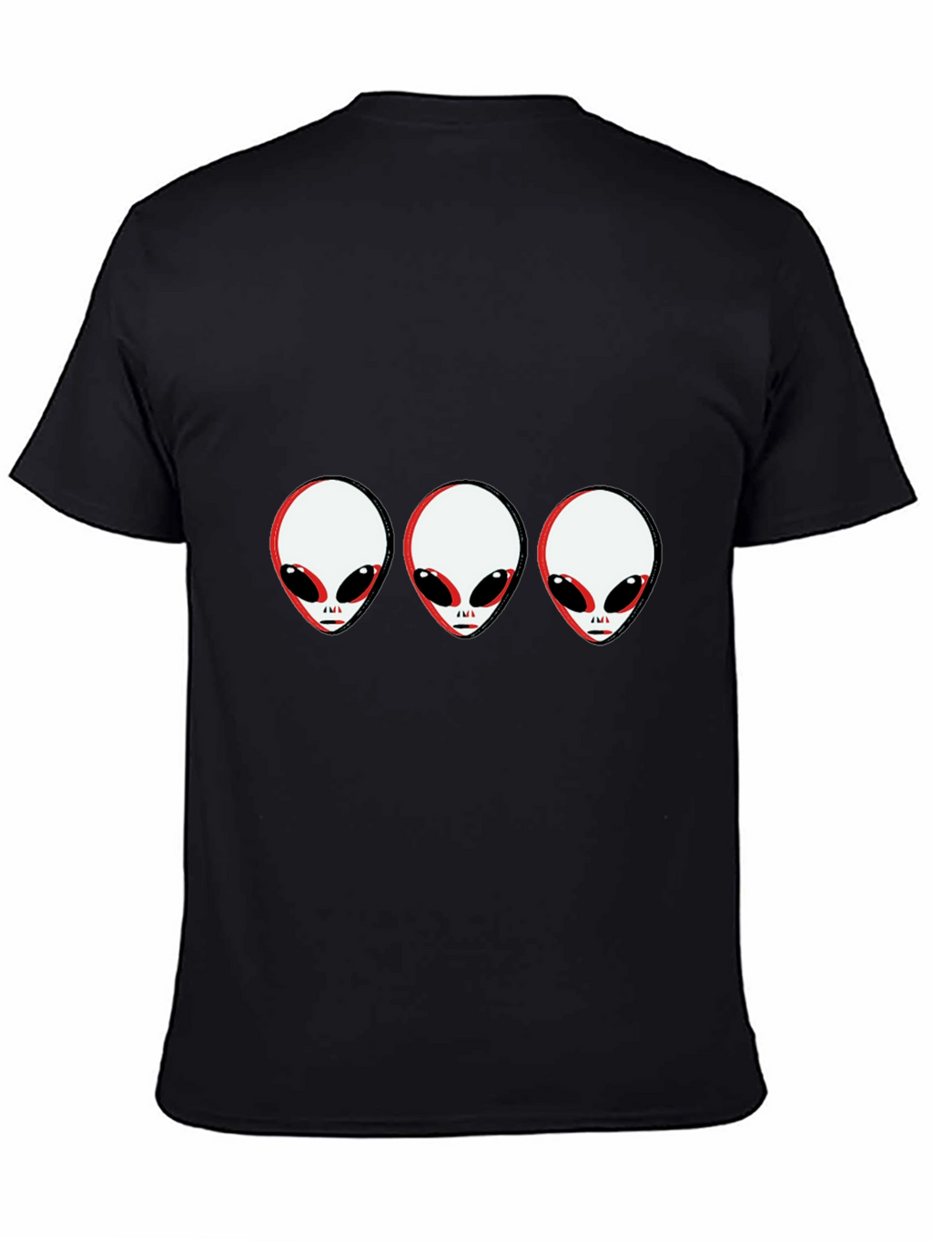 Alien Head Graphic Tee - Black Cotton T-Shirt