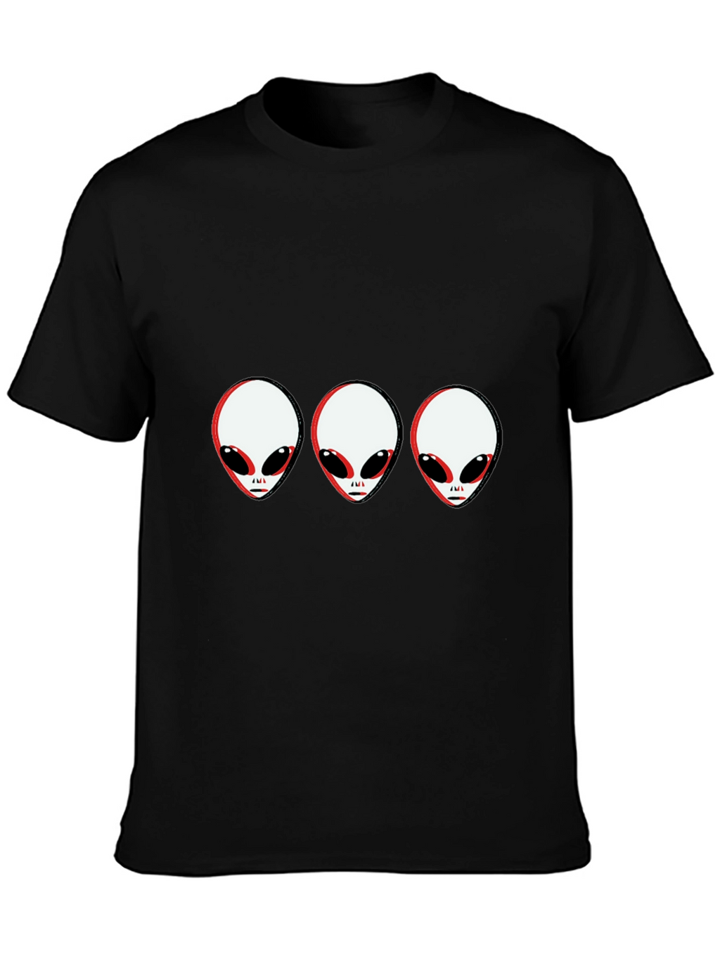 Alien Head Graphic Tee - Black Cotton T-Shirt