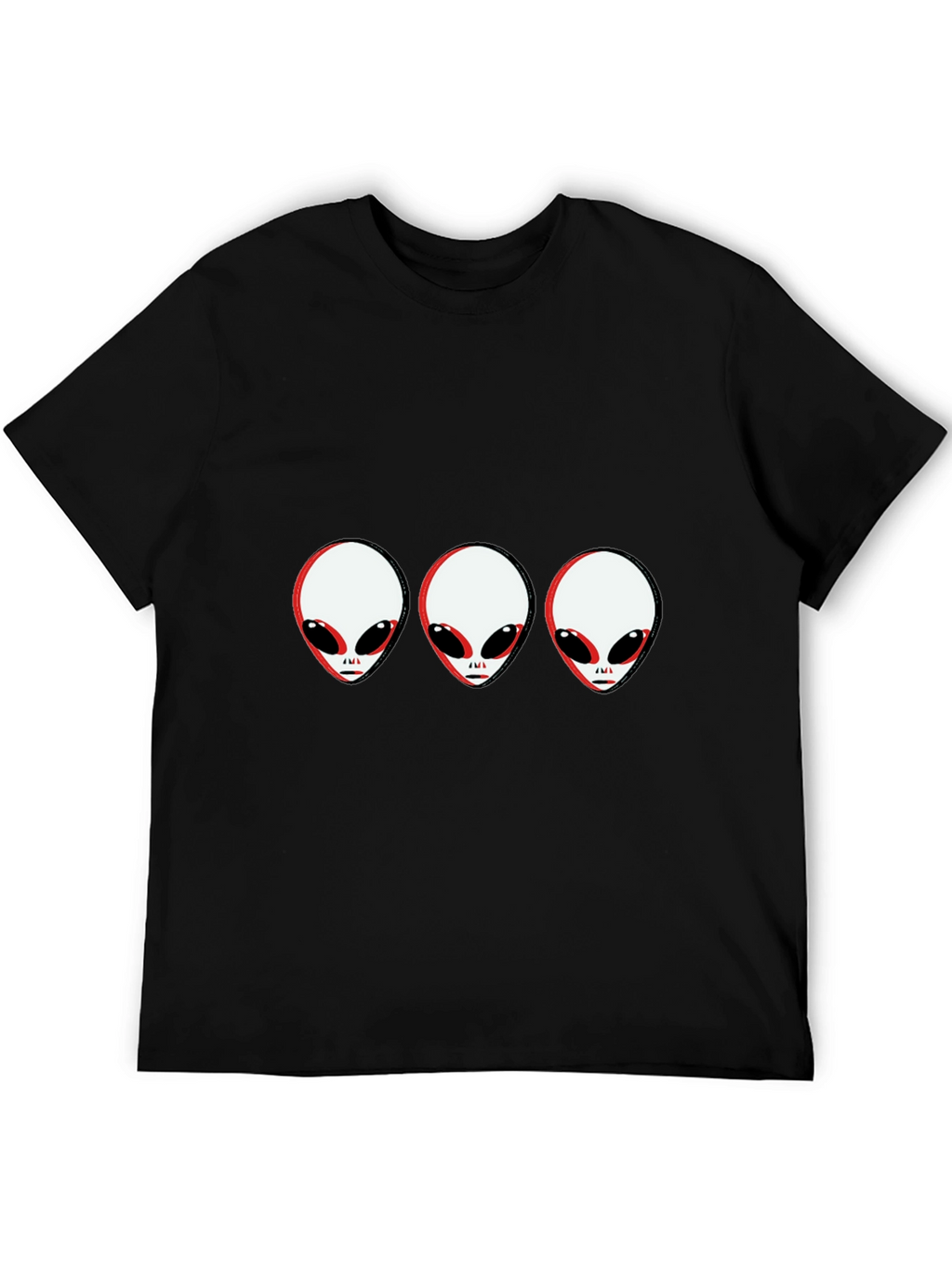 Alien Head Graphic Tee - Black Cotton T-Shirt
