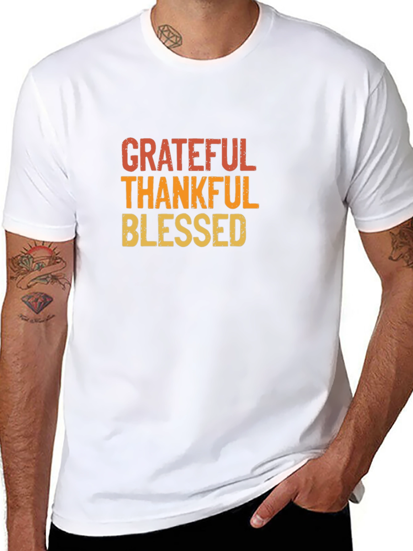 Grateful Thankful Blessed Graphic T-Shirt - Black