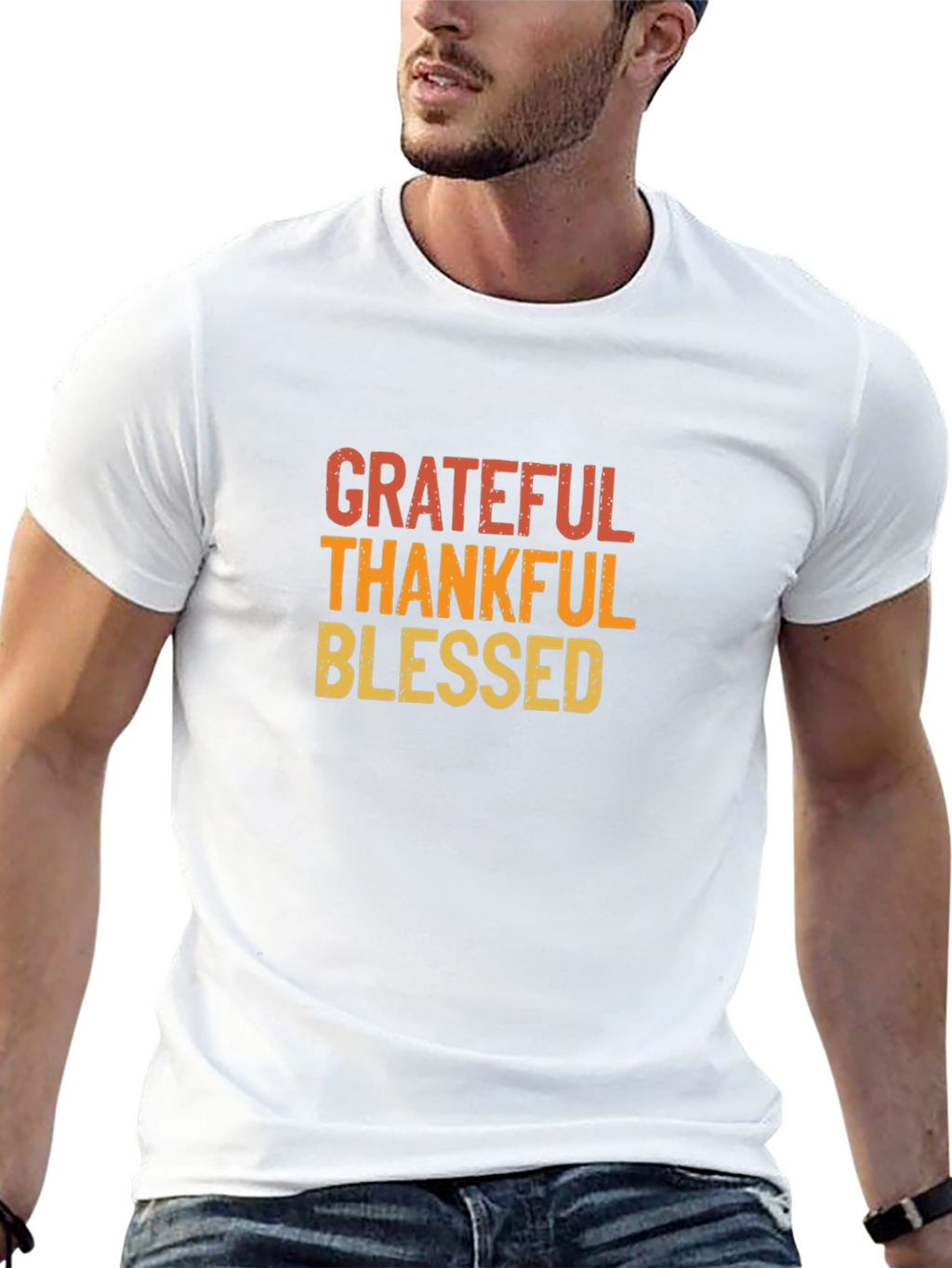 Grateful Thankful Blessed Graphic T-Shirt - Black