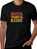 Grateful Thankful Blessed Graphic T-Shirt - Black
