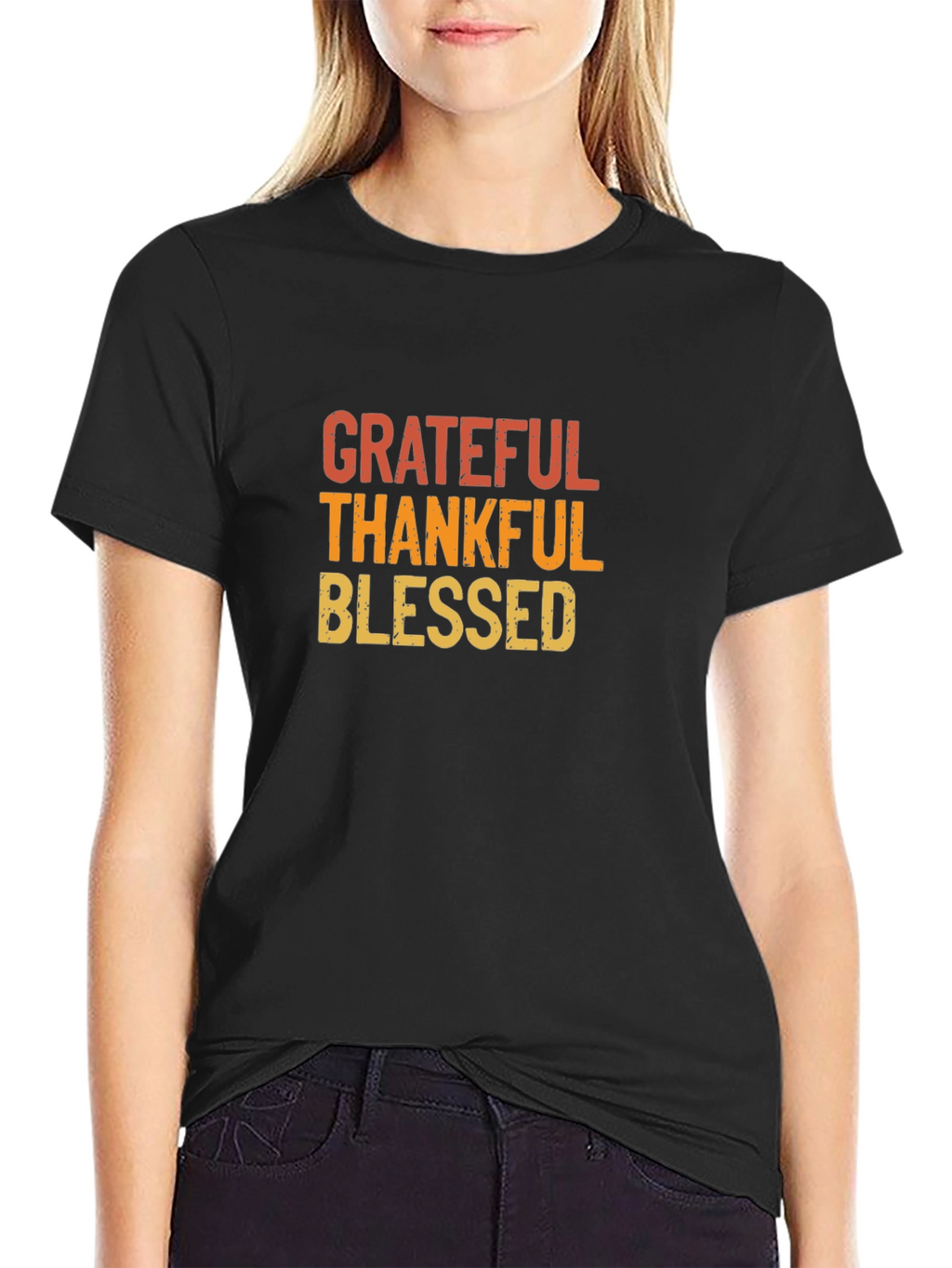 Grateful Thankful Blessed Graphic T-Shirt - Black