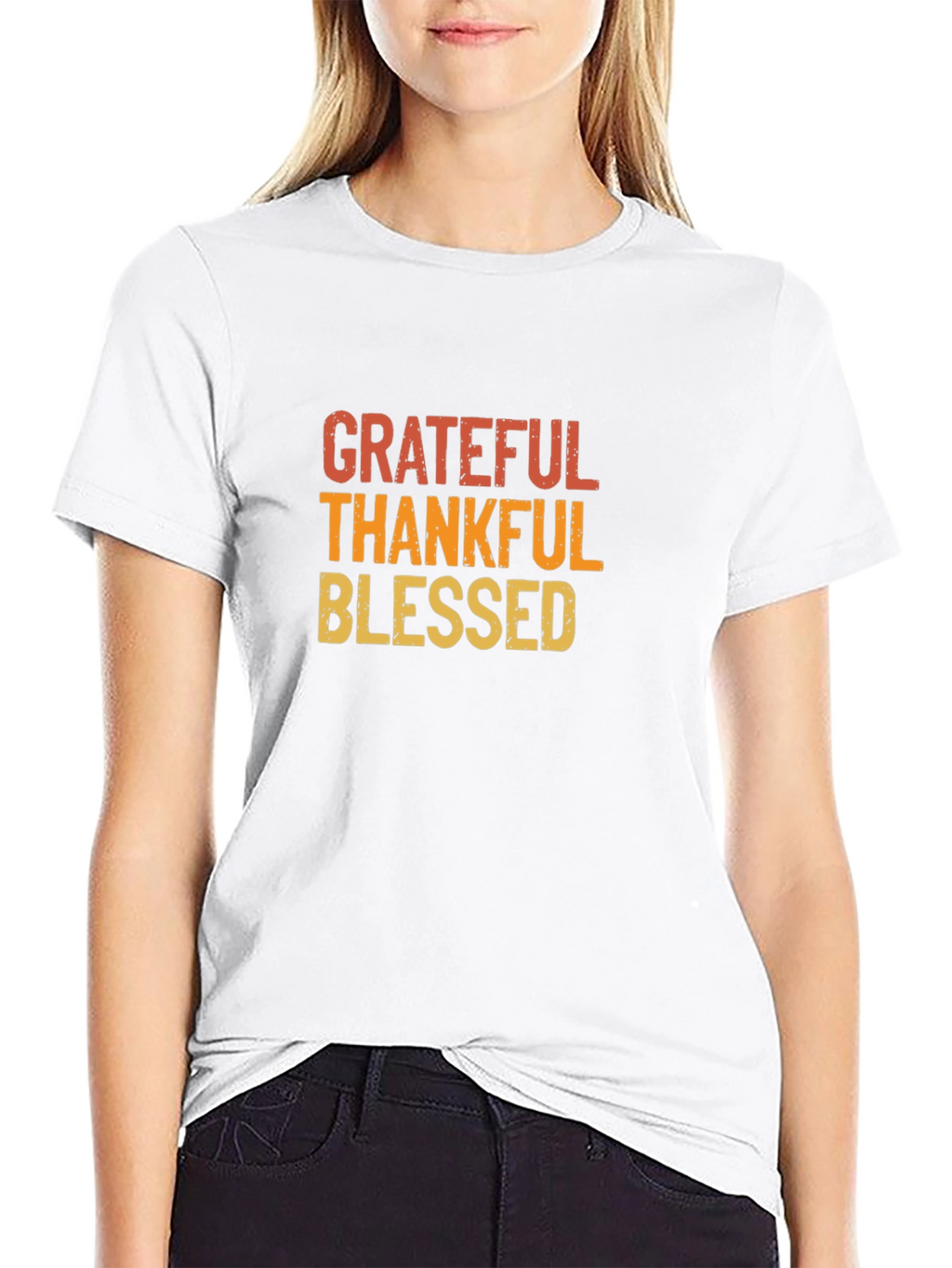 Grateful Thankful Blessed Graphic T-Shirt - Black