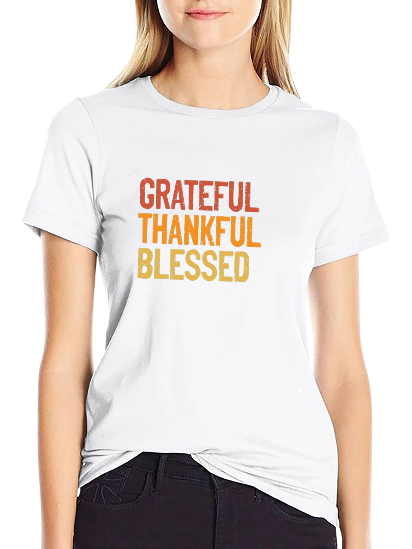 Grateful Thankful Blessed Graphic T-Shirt - Black