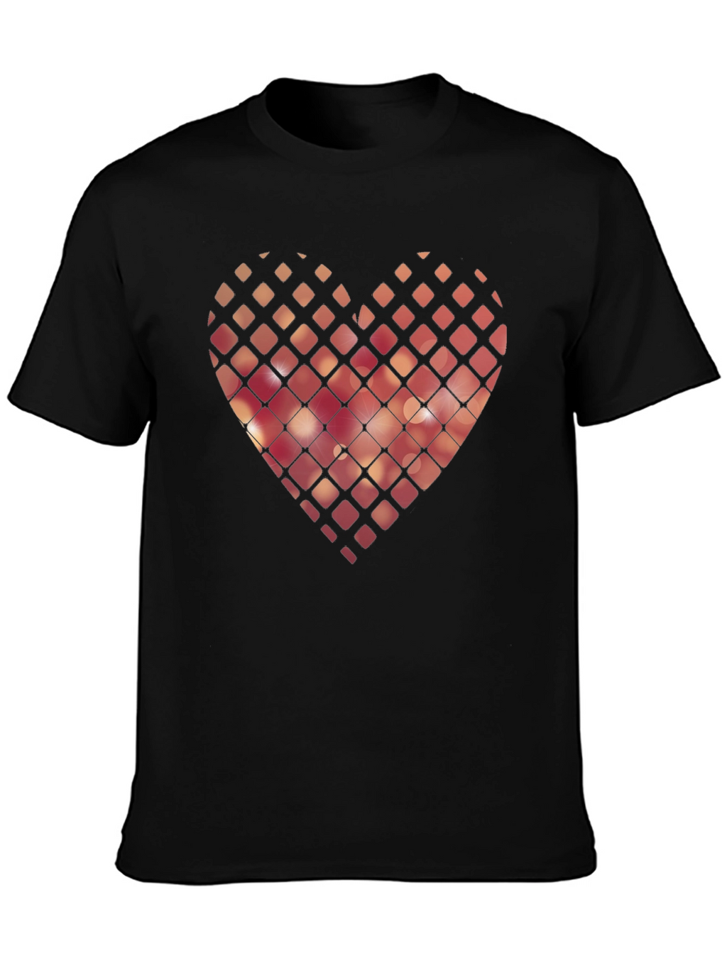 Geometric Heart Graphic Black T-Shirt