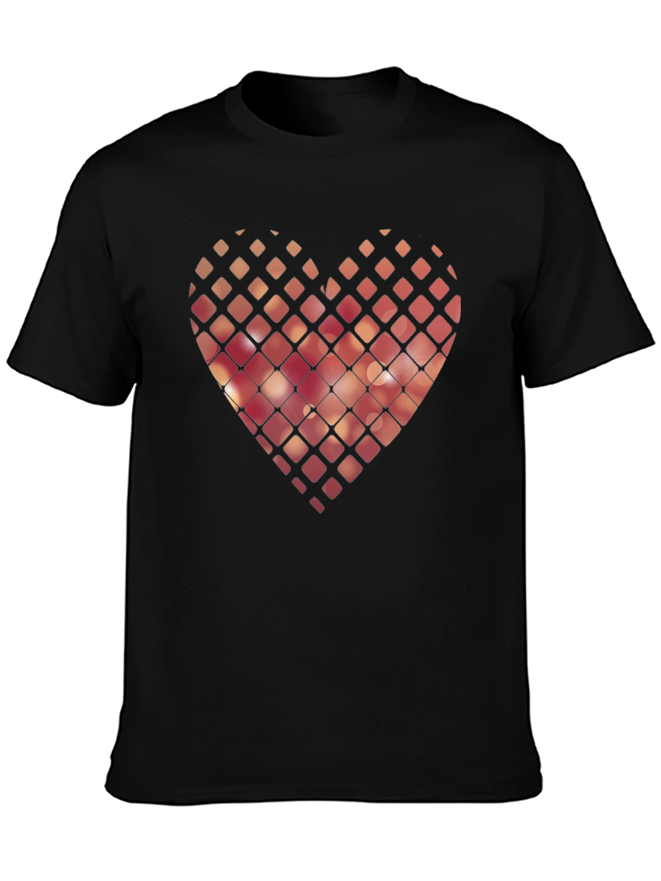 Geometric Heart Graphic Black T-Shirt