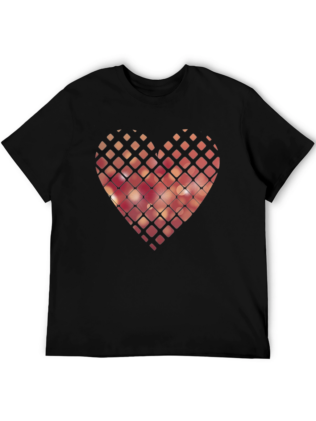 Geometric Heart Graphic Black T-Shirt