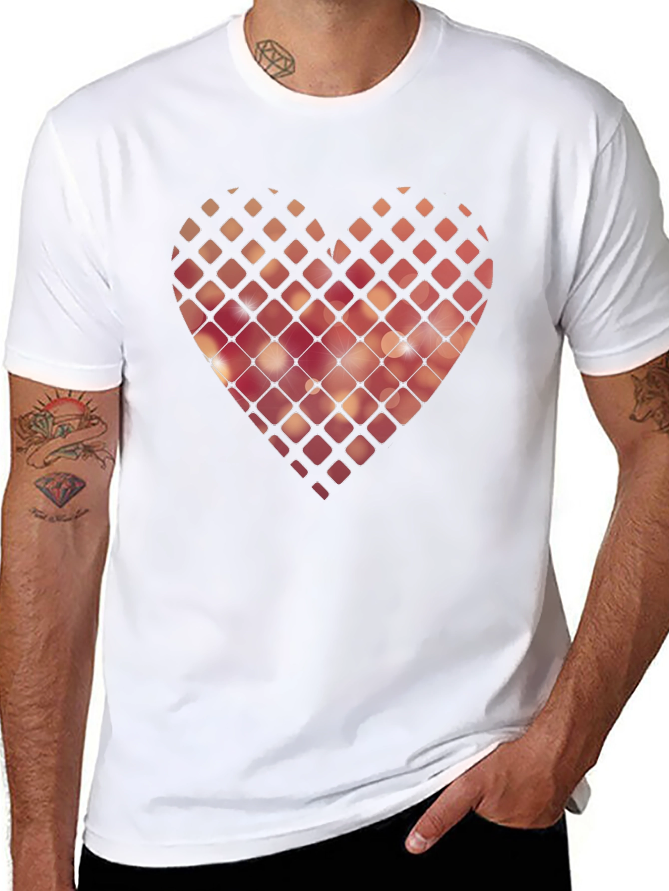 Geometric Heart Graphic Black T-Shirt