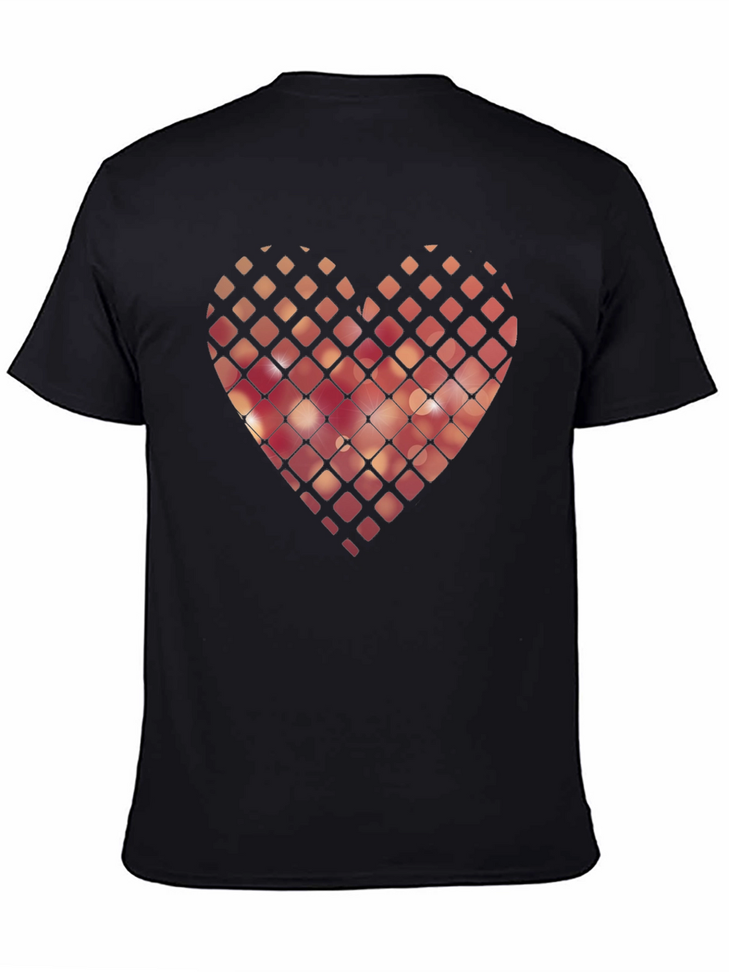 Geometric Heart Graphic Black T-Shirt
