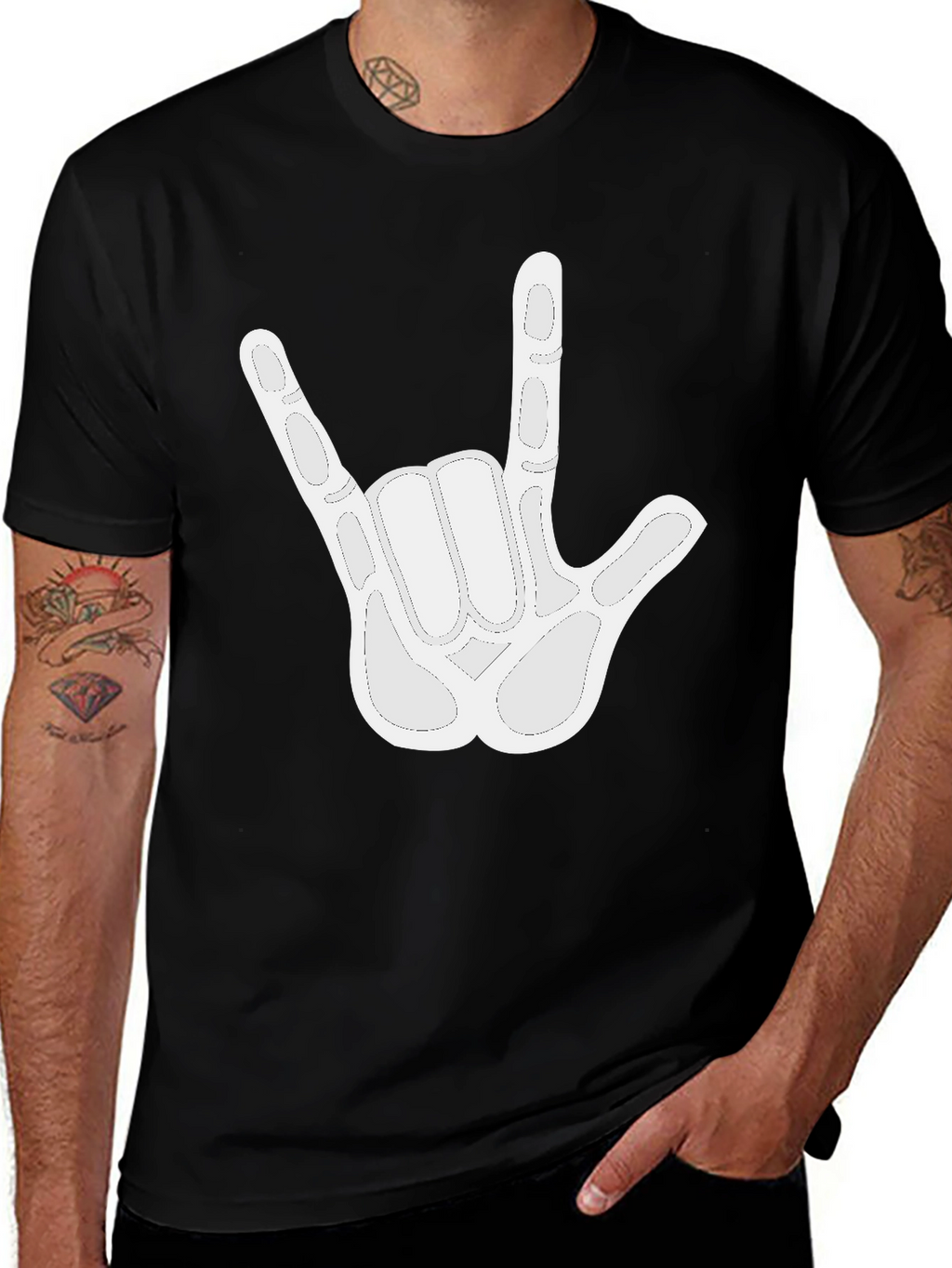 I Love You Hand Sign Black T-Shirt