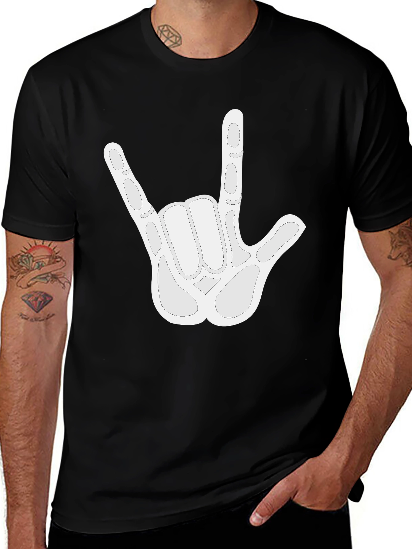 I Love You Hand Sign Black T-Shirt