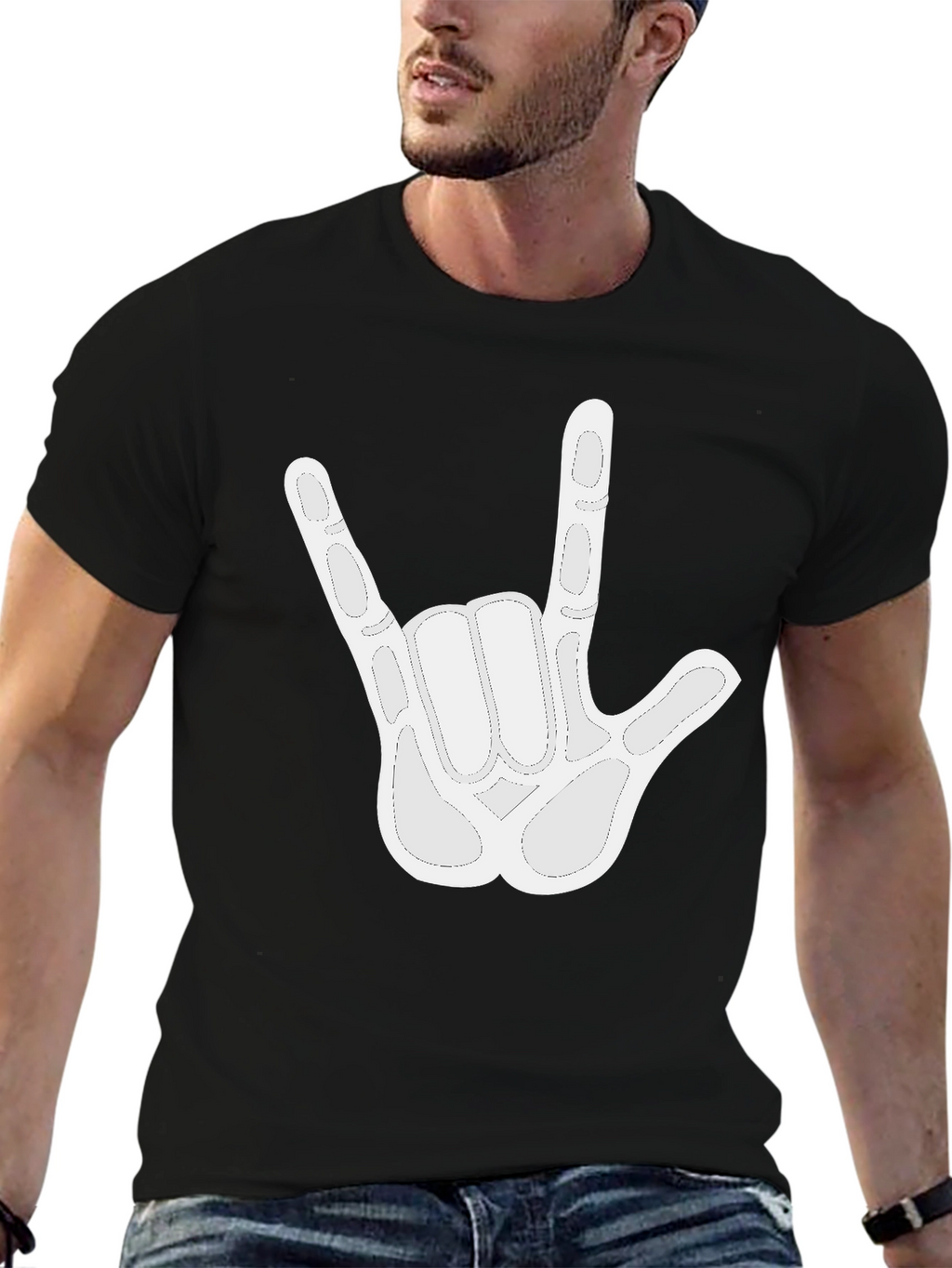 I Love You Hand Sign Black T-Shirt